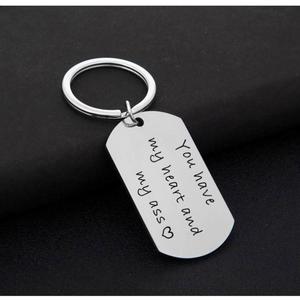 Vente en gros de porte-clés en métal en acier inoxydable gravés 'you Have My Heart and Asl' Couple différent personnalisé - Product Image 5