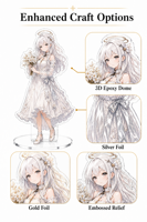 Standee Seni Akrilik dengan Alas Slot-In Berlapis Emas & Perak, Tersedia dalam Jumlah Kecil, Pencetakan HD UV & Offset untuk Dekorasi Ruang Game