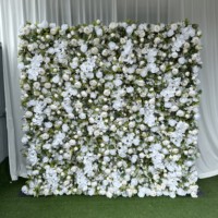 B-FW061 Mur de fleurs artificielles en soie pour mariage, panneau mural floral de 2,4 m x 2,4 m, décoration murale en rouleau de roses