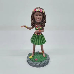 Figurine en résine souvenir tête de pompon personnalisée en résine, fille <span class=keywords><strong>hawaïenne</strong></span> <span class=keywords><strong>danseuse</strong></span> à bulles - Product Image 1