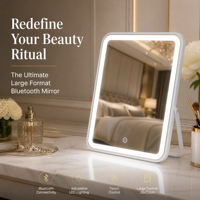 Miroir de Maquillage LED de Bureau Sans Fil avec Batterie Longue Durée et Recharge Type-C pour Éclairage Professionnel Multi-Scènes