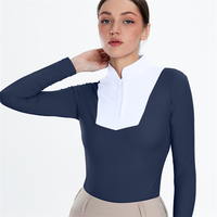 Chemise de concours équestre respirante pour femme, séchage rapide, manches longues, couche de base en maille, vente en gros
