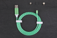 Cable USB 3 en 1, Cable de carga magnética con luz LED fluida Visible para varios teléfonos inteligentes y tabletas tipo C/Micro USB