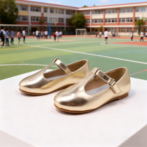 Zapatos Planos con Tira en T Dorados de Moda para Mujer, Fabricados en Fábrica, al por Mayor, Ligeros, Impermeables, Antideslizantes, para Bodas y Uso en Exteriores - Product Image 2