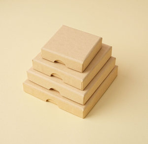 Kraft Paper High-End <b>Recyclable</b> Slide Drawer <b>Boxes</b> Natural Material Half-moon Cutout Pull Tab Nested Multi-size Sets Die-cut - Product Image 1