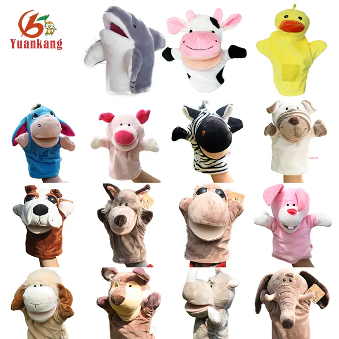 Plush Tiger//Crocodile/Pig/Teddy Bear/Reindeer/Frog/Monkey/Fish /Shark/Cow/Dog Kids Animals Hand Puppet Cute Stuffed Puppet