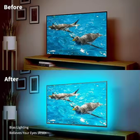 Kit Lumière TV d'Ambiance Intelligente 16.4FT avec Boîtier de Synchronisation Musicale, Bande LED RGB Rétroéclairage à Changement de Couleur et Télécommande
