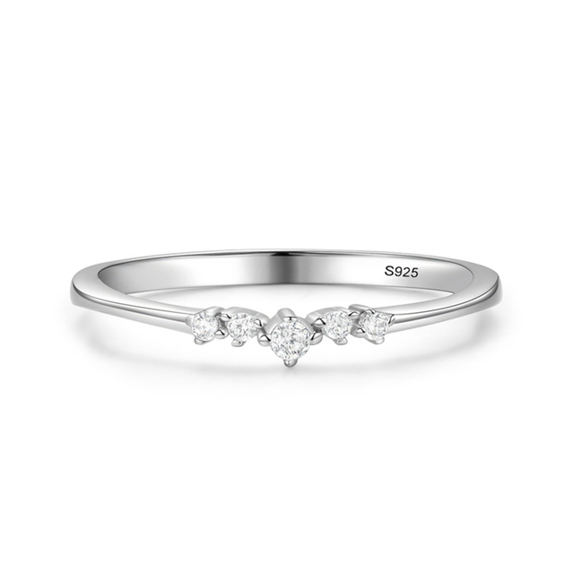 Minimalist Jewelry 925 Sterling Silver CZ Diamond Women Small Stackable Finger Rings