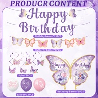 Nouvel Arrivage Guirlandes Papillons Violets Style Anime Joyeux Anniversaire Décorations de Fête en Papier à Suspendre pour Adultes Utilisation Intérieure