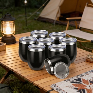 Gobelets à vin isothermes en acier inoxydable en gros - Tasse de voyage à double paroi avec couvercle pour le camping, la plage et les activités de plein air - Product Image 1