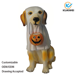 Promotion Stock : Figurine en Résine <span class=keywords><strong>Chien</strong></span> Fantôme Effrayant et Citrouille pour Fête d'Halloween – Centre de <span class=keywords><strong>Table</strong></span> Décoratif Intérieur/Extérieur - Product Image 3