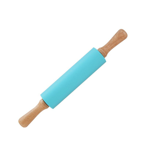 Cấp Thực Phẩm Silicone Cán <span class=keywords><strong>Pin</strong></span> Với Tay Cầm Bằng Gỗ Dùng Một Lần <span class=keywords><strong>Chapati</strong></span>/Pastry Cán Công Cụ Cho Nướng Bánh - Product Image 3