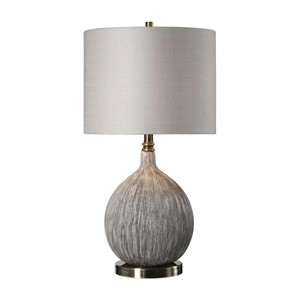 Smoky Gray Ribbed Glass Vase Modern Luxury Table Lamp with Gold Base | Elegant Statement Lighting for Hotel Feature Space & Loun - Product Image 6