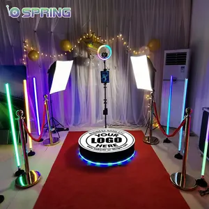 Automatic selfie 360 degree spin rotating camera slider 360 video metal photo booth platform with flight case