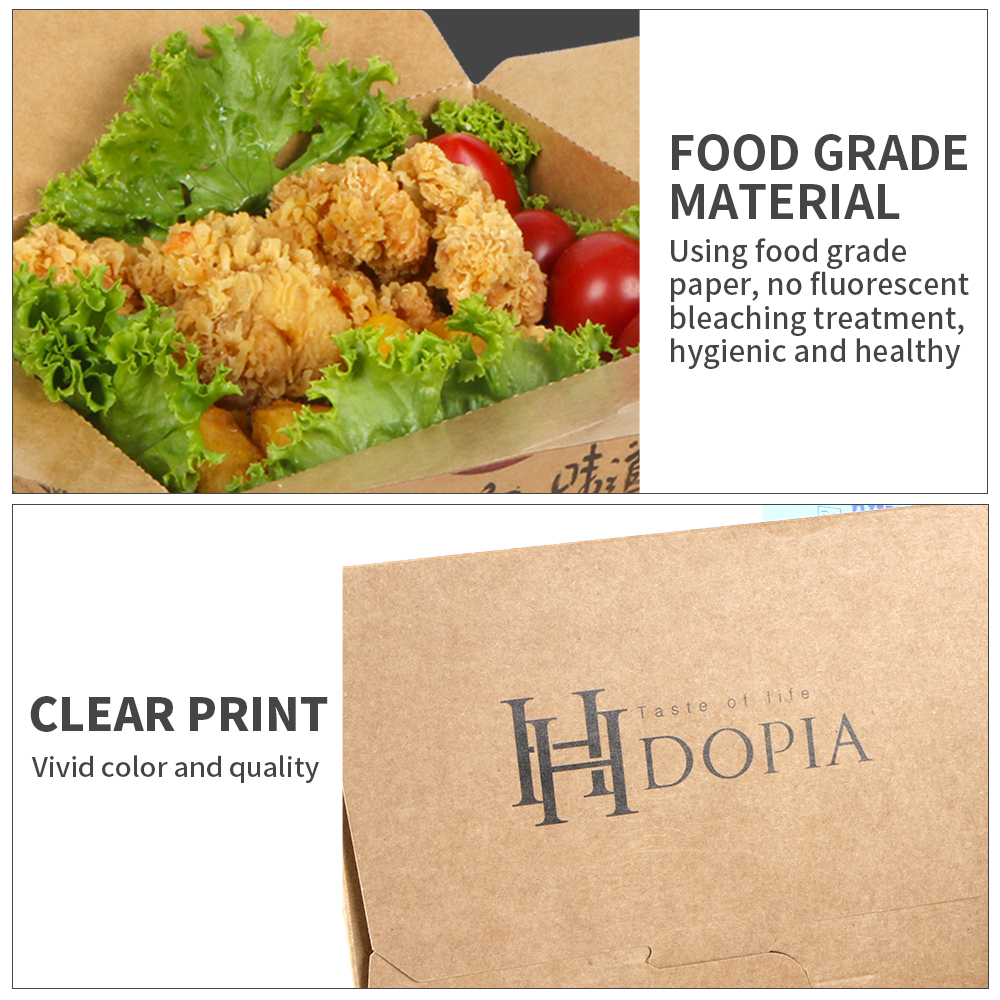 Custom logo printed disposable takeaway paper fast food packaging paper lunch box