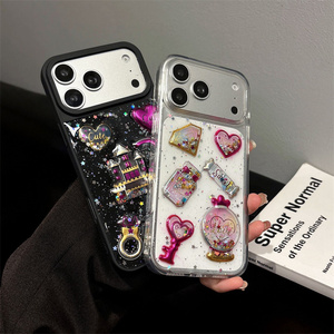 Coque de téléphone portable Bling Diamant Pailleté Love pour iPhone 17 Air 16 15 14 Pro Max, avec motif Château, Fleur en Résine, DIY, Anneau de Clé et Étoile, Coque Arrière - Product Image 2