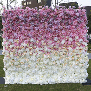 5D arrotolare la <span class=keywords><strong>tenda</strong></span> piena di rosso rosa blu viola bianco 3D rosa sfondo graduale fiore muro di fiori per matrimonio Baby Shower decorazione - Product Image 4
