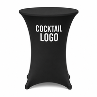 Nappe de table cocktail personnalisée avec logo, en spandex extensible, pour table haute, housse de table ronde élastique imprimée pour événements et fêtes