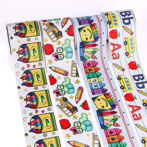 Cintas Personalizadas <span class=keywords><strong>de</strong></span> Regreso a Clases con Lápiz y ABC, Cintas Decorativas <span class=keywords><strong>para</strong></span> Fiestas Temáticas Escolares, Decoración <span class=keywords><strong>para</strong></span> Jardín <span class=keywords><strong>de</strong></span> Infantes, Cinta <span class=keywords><strong>para</strong></span> Hacer <span class=keywords><strong>Lazos</strong></span> <span class=keywords><strong>de</strong></span> Pelo DIY - Product Image 1