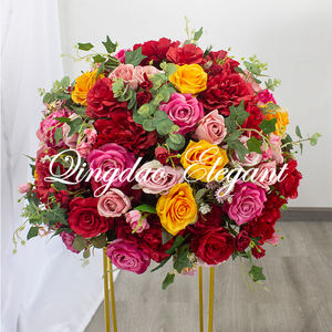 Bola de flores artificiales para decoración de boda, centro de mesa grande, flor de pasillo, amarillo, rojo, rosa, Rosa - Product Image 2