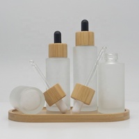 20Ml 30Ml 40Ml 50Ml 60Ml 80Ml 100Ml Bahu Datar Buram Transparan Sampo Kaca Botol Pompa Semprot Kosmetik dengan Tutup Bambu