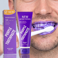 Dentifrice blanchissant violet 120g, élimination naturelle des taches, haleine fraîche, amélioration du teint des dents, logo personnalisé OEM, approvisionnement en gros