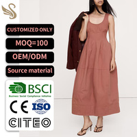 Fabricant de robes plissées trapèze rose poudré pour femmes, sur mesure OEM ODM