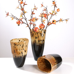 Modern Understated Brown Glass <b>Vase</b> Living Room Hydroponic Flower <b>Vase</b> <b>Set</b> - Product Image 2