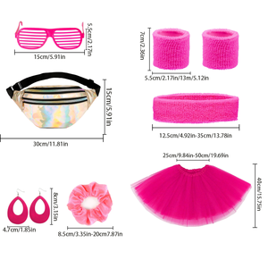 PESENAR 80s-90s Neon Polyester Costume Set avec Jambières Yoga Bandeau Bracelet Fanny Pack pour Femmes - Product Image 2