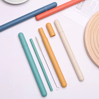 Nouvellement pailles à boire en paille de blé pliables écologiques de qualité alimentaire pailles détachables réutilisables avec étui