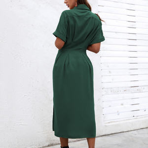 Abito Midi Estivo da Donna 2026 - Vestito Elegante Casual <span class=keywords><strong>con</strong></span> Colletto a Risvolto e Maniche Corte Monopetto - Product Image 3