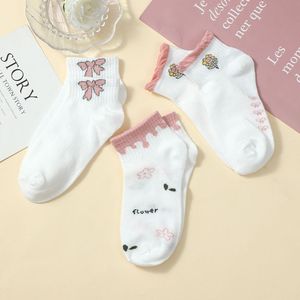 Pink White Ankle <b>Socks</b> Women <b>Breathable</b> Cotton Cartoon Bow Pattern Spring Summer Casual Boat <b>Socks</b> - Product Image 3