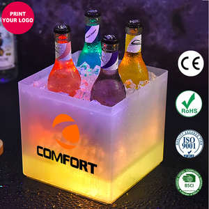 Customized Led Ice <strong>Bucket</strong> for Nightclub Professional Double Wall Square RGB LED Acrylic Champagne Vodka Wine <strong>Bucket</strong> - Product Image 1