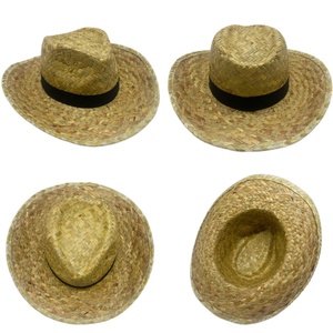Vintage <b>Western</b> Wide Brim Cowboy Kwai Straw <b>Hat</b> for Men Women Natural Hand-woven Sun Protection Panama Fedora <b>Hat</b> - Product Image 2