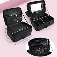 Trousse de Maquillage Professionnelle Grande Capacité, Valise de Voyage Cosmétique et Beauté en Nylon avec Miroir pour Maquilleur, Onglerie et Coiffure