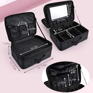 Mallette Organisateur <span class=keywords><strong>Professionnelle</strong></span> pour Maquilleur Grande Capacité Sac Cosmétique de Voyage Beauty Case avec Miroir en Nylon pour <span class=keywords><strong>Coiffure</strong></span> et Manucure - Product Image 2
