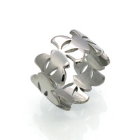 Nouvelle bague romantique punk en acier inoxydable avec fleur et pierres précieuses, accessoires de bijoux pour couple, mariage, anniversaire