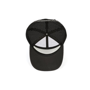 Unisex 6-Panel Trucker <b>Cap</b> Solid <b>Black</b> Mesh Fabric Adjustable Fit Casual Outdoor Hat Spring Summer Breathable Style - Product Image 3