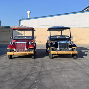 Luxury Retro Electric Sightseeing Car Red and Black Open Top <b>6</b> Seater for Park Tour and Outdoor Use - Product Image 4