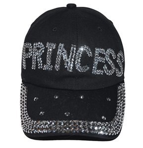 Gorra de Béisbol Deportiva Negra PRINCESS de Diseño Estadounidense, Ajustable, Estilo Golf, con Pedrería Brillante, Lavado Denim, para Hombre y Mujer - Product Image 2