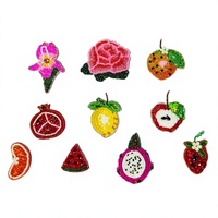 Patchs à coudre perlés floraux 3D pour vêtements de nuit et débardeurs de boutique, motifs de fruits