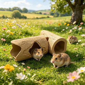 Abri tunnel pour hamster, cachette en bois pour petits animaux, abri pour cochon d'Inde, gerbil, souris, rat, accessoires de cage pour animaux de compagnie - Product Image 5