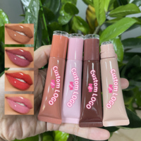 Grosir kustom logo Lip Balm Natural Glossy pelembap bibir Remas tabung mewah berwarna organik krim Lip Butter Balm Label pribadi