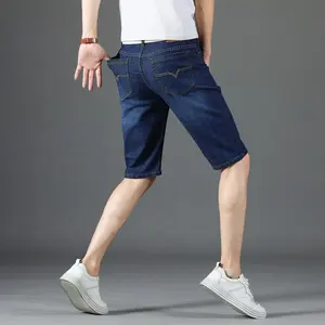 de verano Pantalones vaqueros para hombres azul pantalones cortos pantalones ajustados