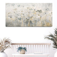 EAGLEGIFTS Peinture à l'huile sur toile encadrée en bois, art mural moderne de grande taille avec des fleurs blanches faites à la main, décoration d'intérieur