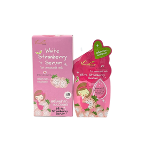 เซรั่มเดย์ครีมกลิ่นสตรอเบอร์รี่สีขาวธรรมชาติ6ซอง/1กล่อง) กระชับรูขุมขนทำให้ผิวกระจ่างใส - Product Image 1