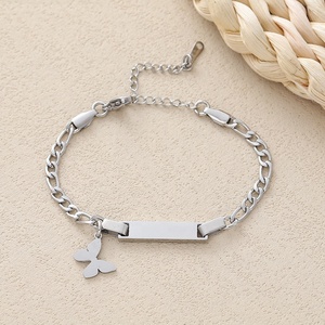 Pulsera de Barra Personalizada con Logotipo, Nombre DIY, Joyería para Mujer, Mariposa, Corazón, Chapado en Oro, Acero Inoxidable, Grabado, Personalizable - Product Image 6