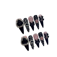 Série d'autocollants pour ongles Y2K Hot Girl, faux ongles réutilisables à pointe longue, faits main, pour manucure française, style international