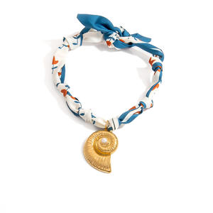 Stainless Steel Necklace With Silk Scarf Conch <b>Shell</b> Pendant Ocean Series <b>Light</b> Luxury Clavicle Chain - Product Image 4