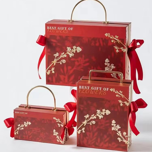 Thanh lịch hoa thiết kế vuông màu đỏ tráng giấy Hộp quà tặng thanh lịch bao bì cho những dịp đặc biệt với khung ảnh sử dụng - Product Image 2